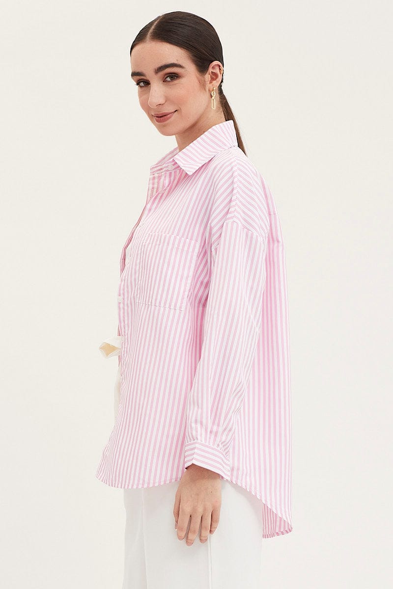 SHIRT Stripe Relaxed Shirts Long Sleeve Button Up for Women by Ally
