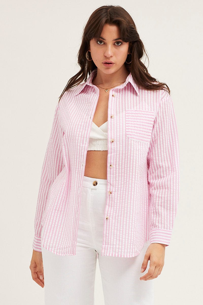 SHIRT Stripe Shirt Long Sleeve Cotton for Women by Ally