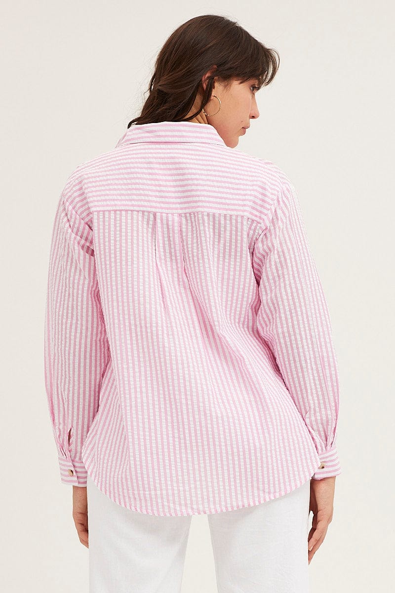 SHIRT Stripe Shirt Long Sleeve Cotton for Women by Ally