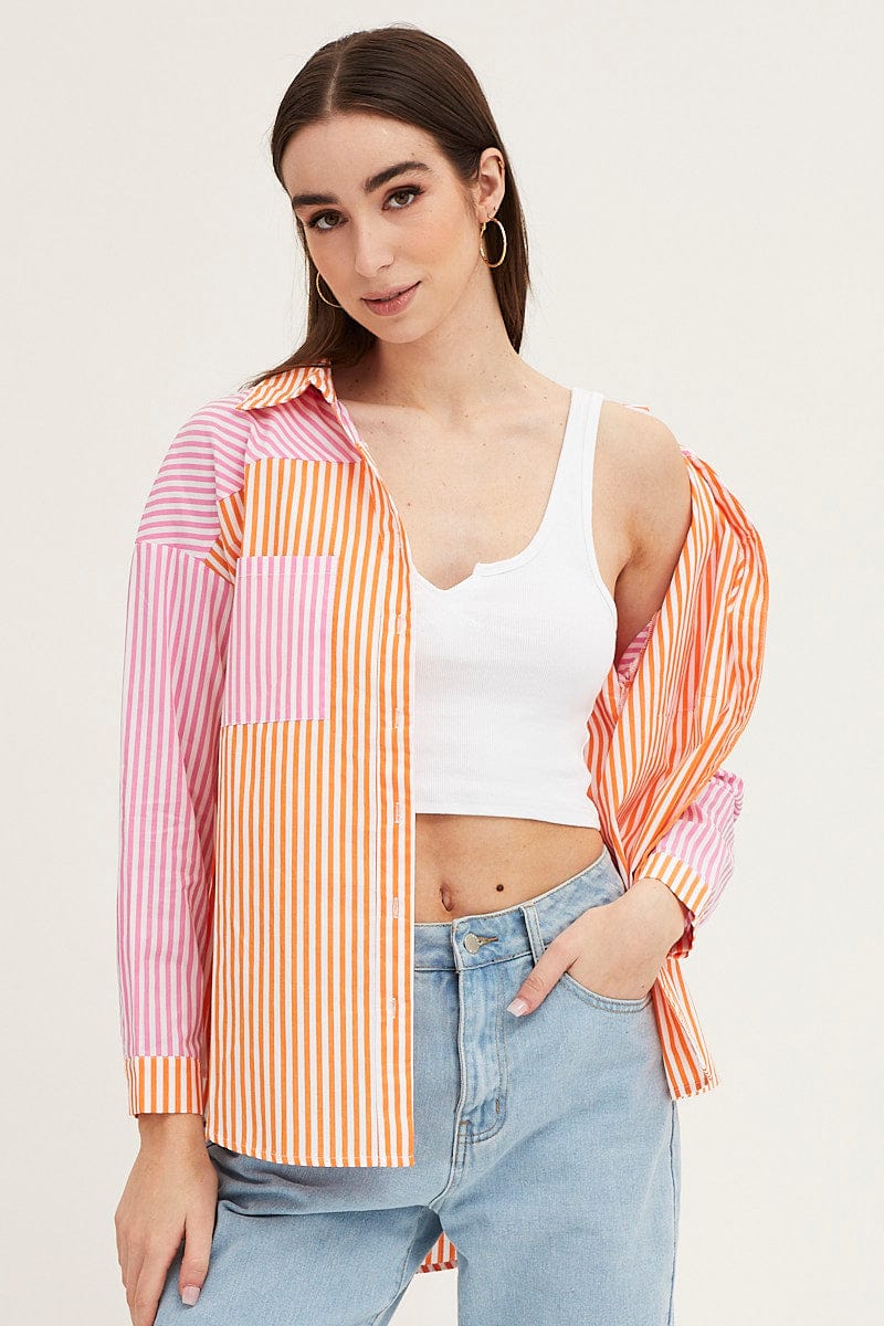 SHIRT Stripe Shirt Top Long Sleeve for Women by Ally