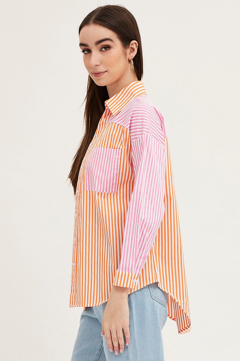 SHIRT Stripe Shirt Top Long Sleeve for Women by Ally