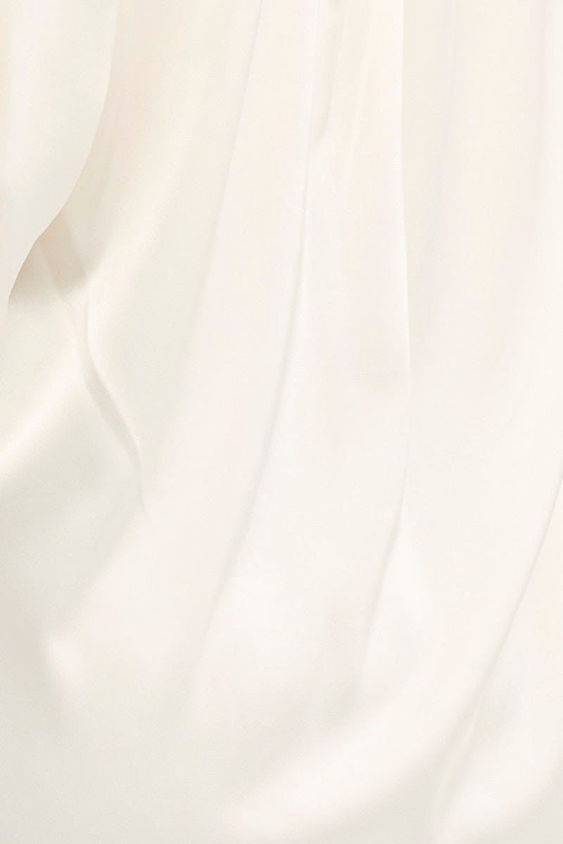 White Satin Shirt Long Sleeve Collared Longline | Ally Fashion