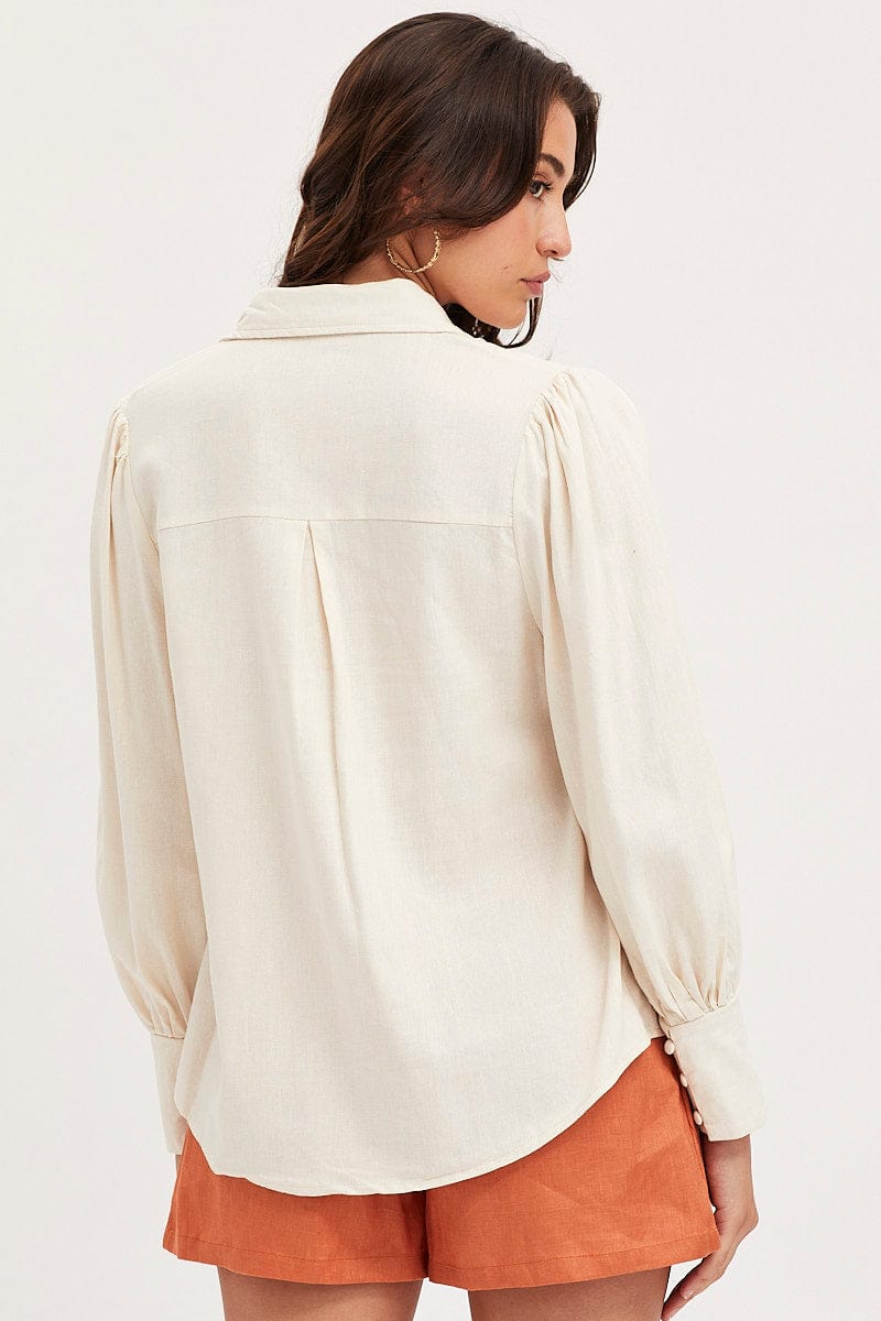 SHIRT White Shirt Top Long Sleeve Collared for Women by Ally