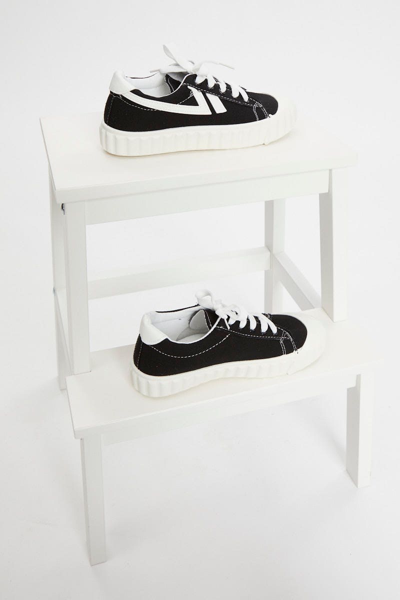 SHOES Black Contrast Line Detail Sneakers for Women by Ally