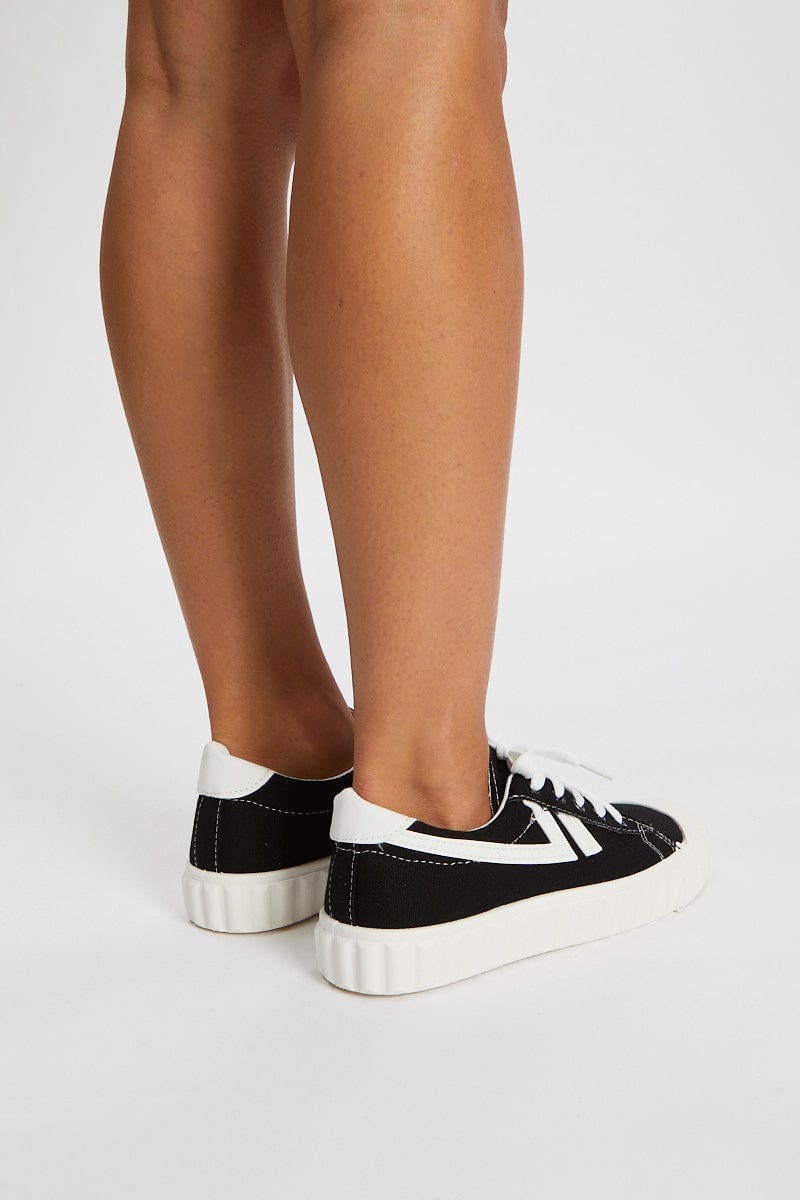 SHOES Black Contrast Line Detail Sneakers for Women by Ally
