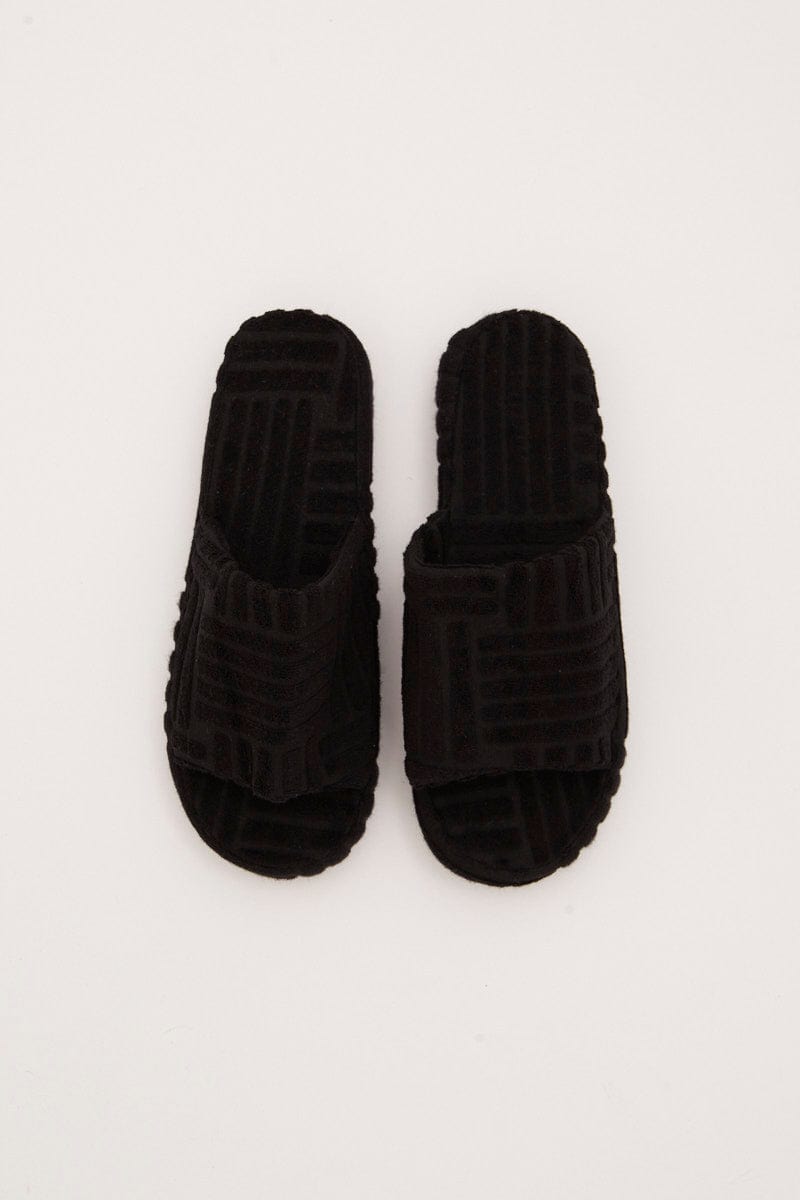 SHOES Black Corduroy Detail Slippers for Women by Ally