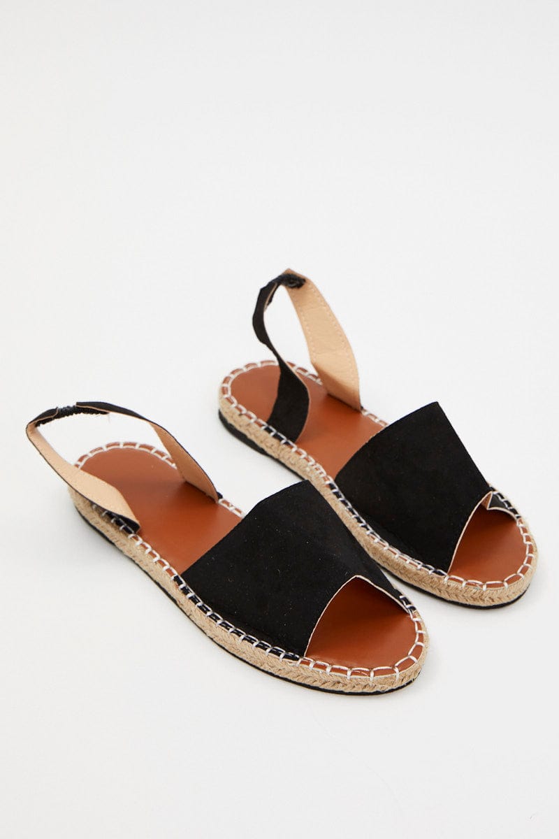 SHOES Black Strap Detail Espadrilles for Women by Ally