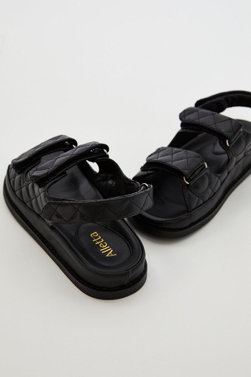 SHOES Black Strap Sandal for Women by Ally