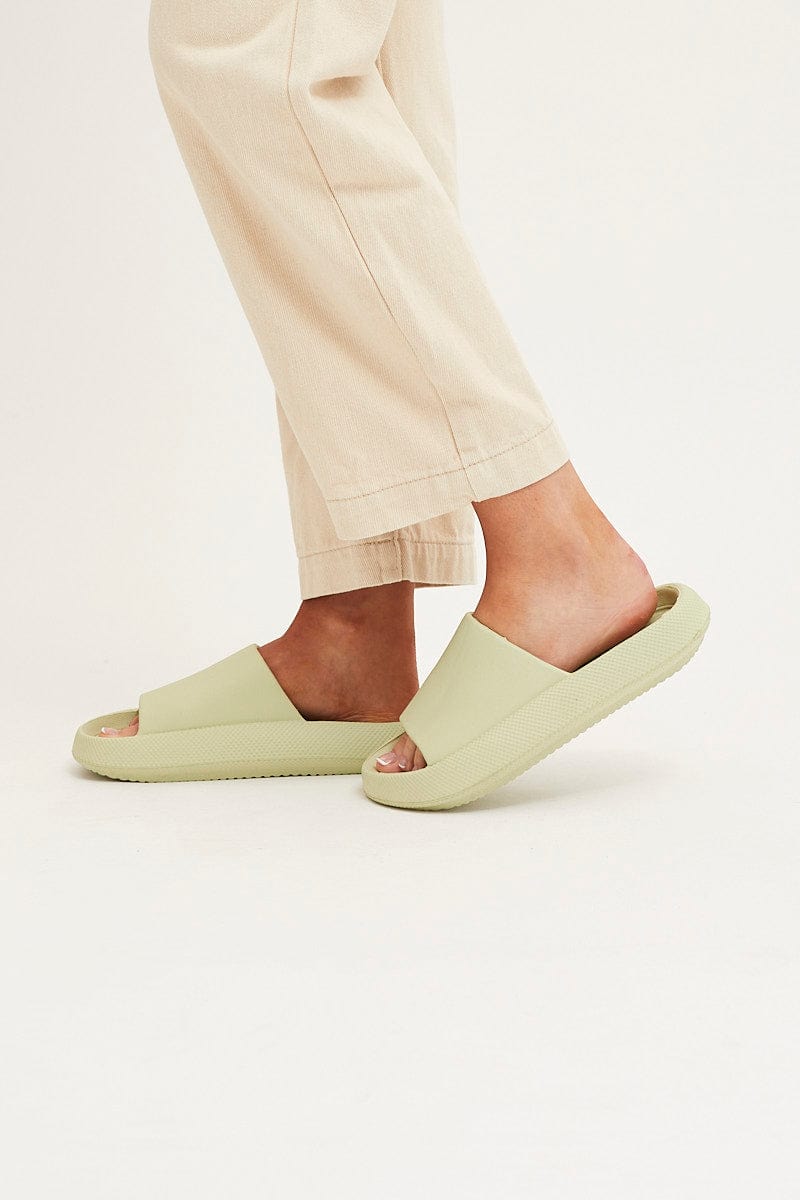 SHOES Green Chunky Moulded Slide for Women by Ally