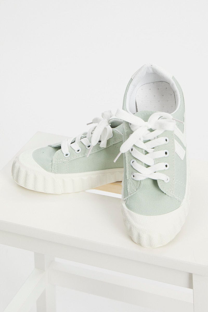 SHOES Green Contrast Line Detail Sneakers for Women by Ally