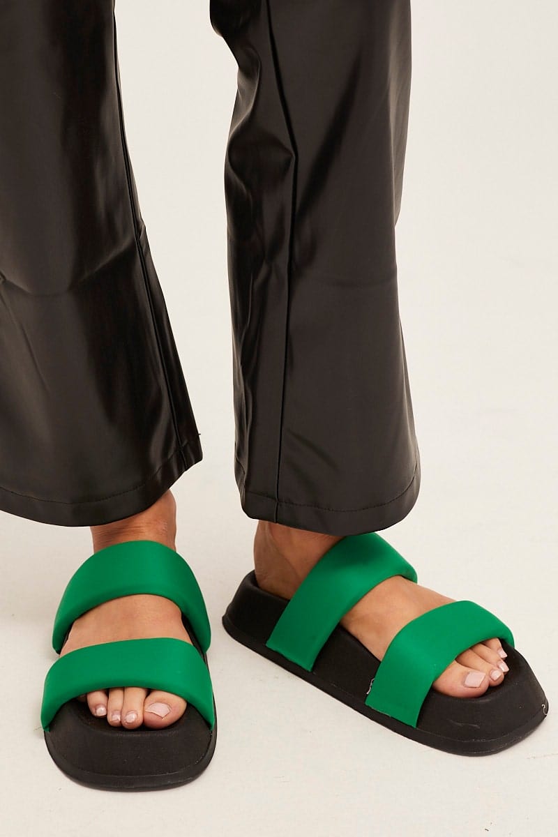 SHOES Green Flatform Slide Sandals for Women by Ally