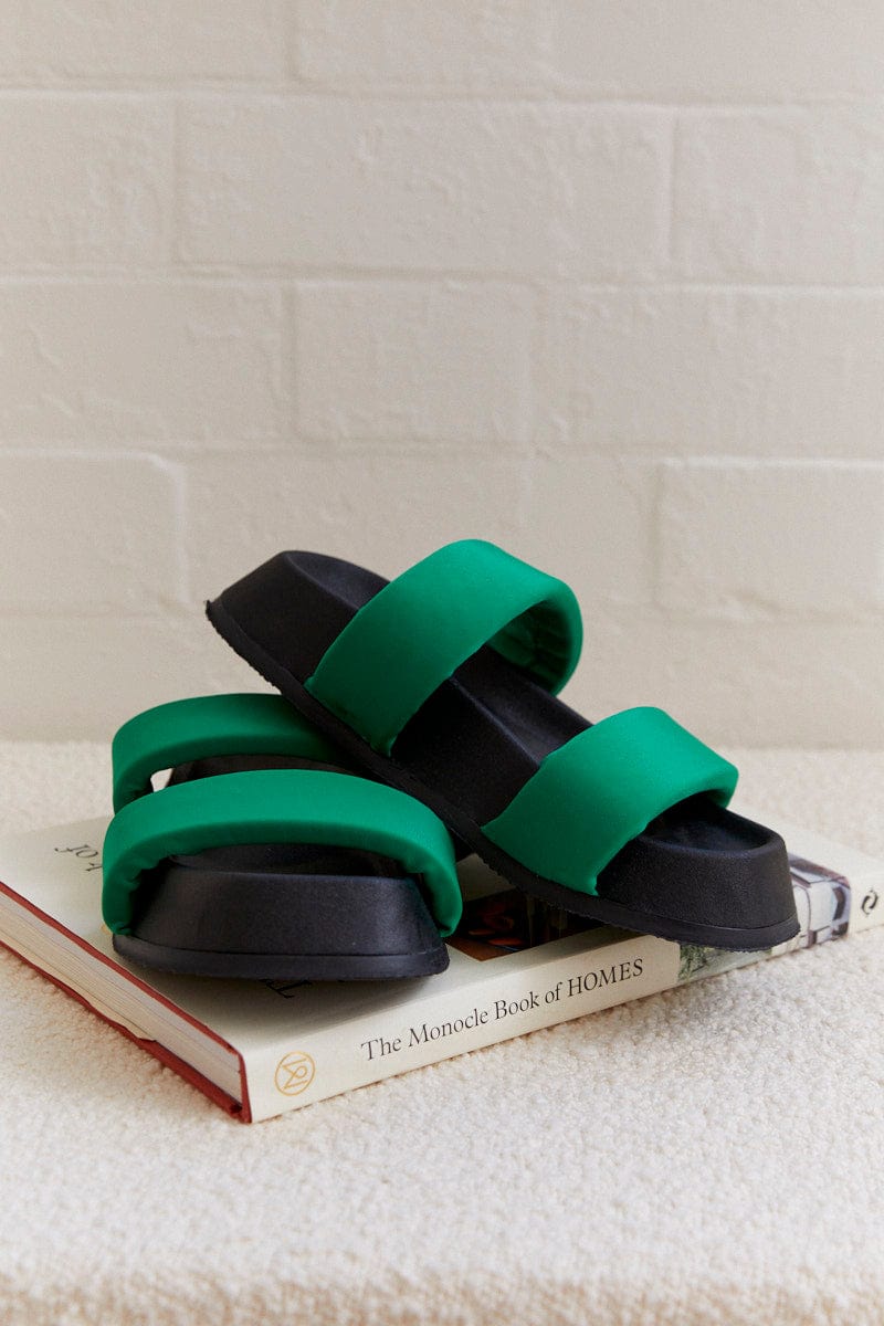 SHOES Green Flatform Slide Sandals for Women by Ally