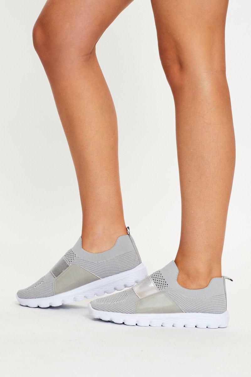 SHOES Grey Strap Detail Sneakers for Women by Ally