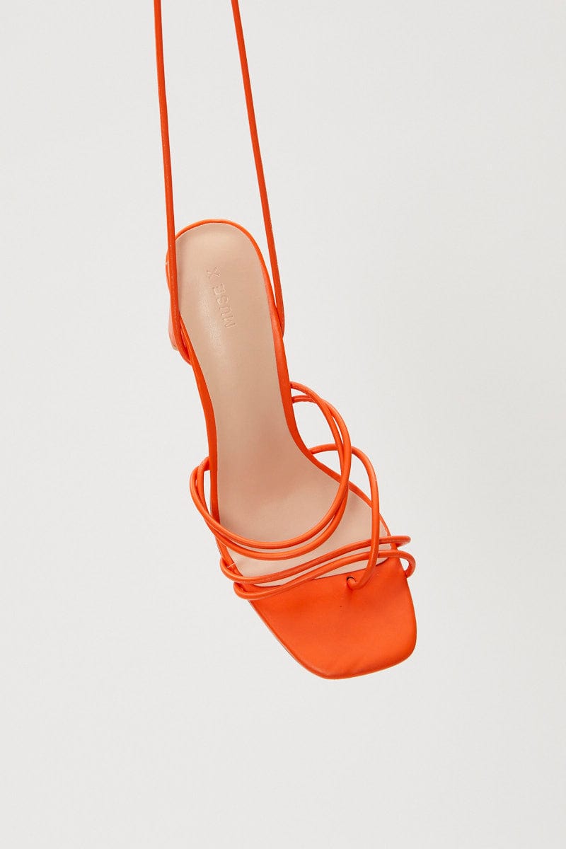 SHOES Orange Stacey Stappy Tie Up High Heel Sandal for Women by Ally