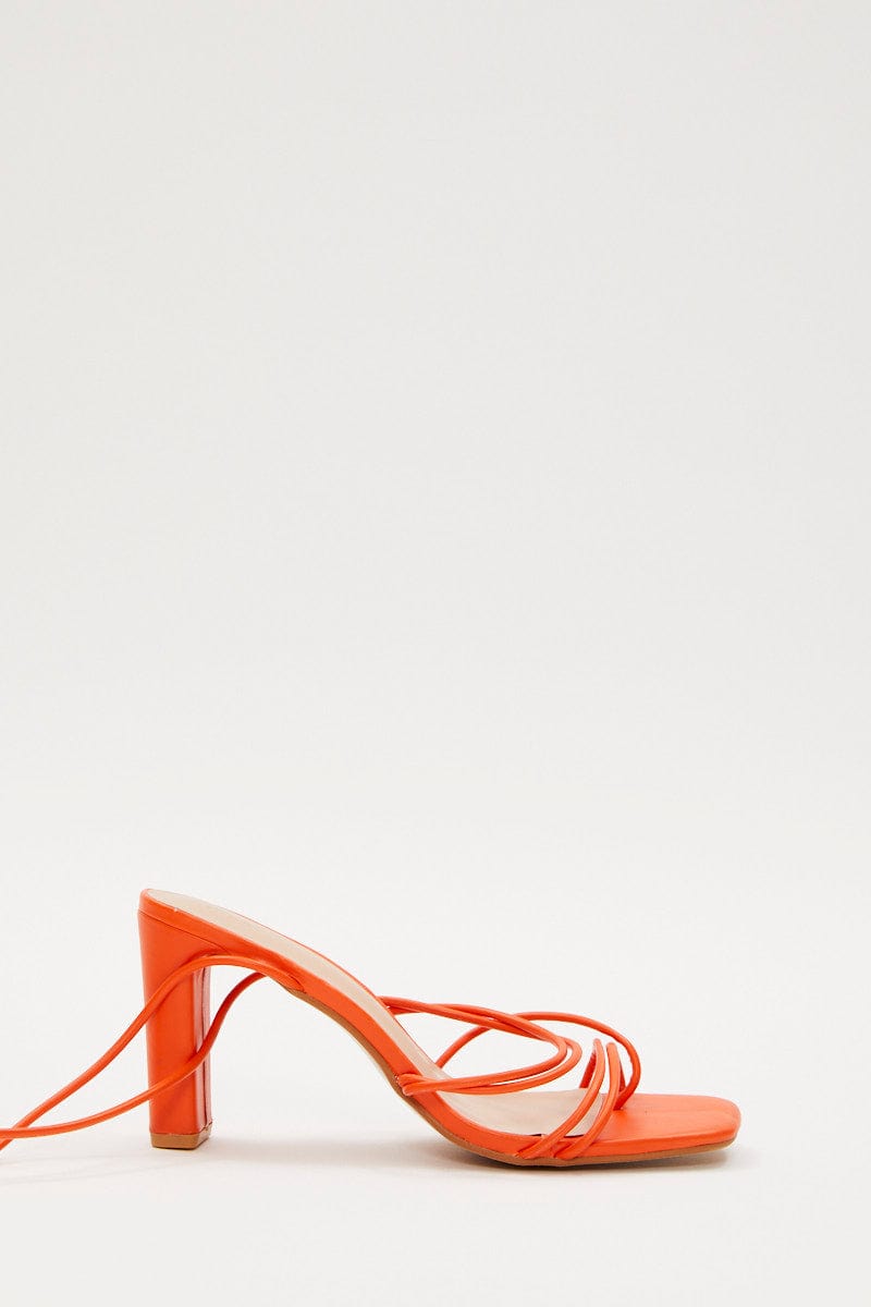 SHOES Orange Stacey Stappy Tie Up High Heel Sandal for Women by Ally
