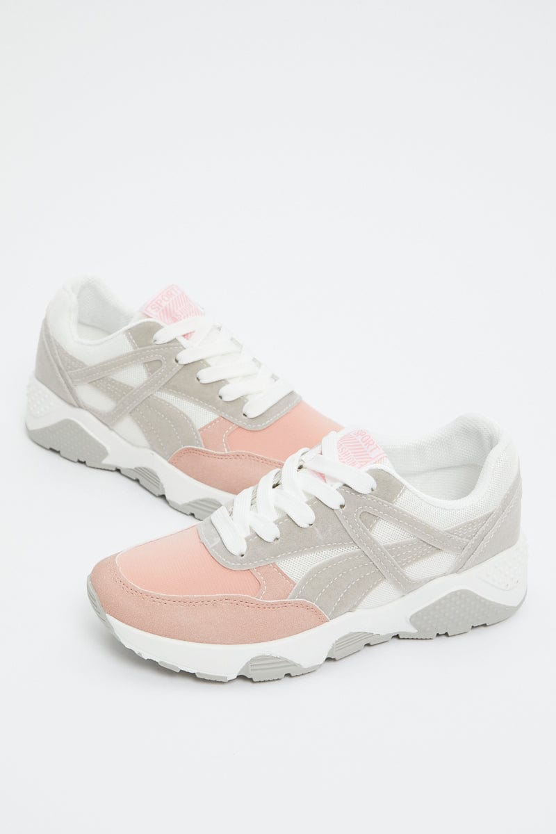 SHOES Pink Colourblock Sneakers for Women by Ally