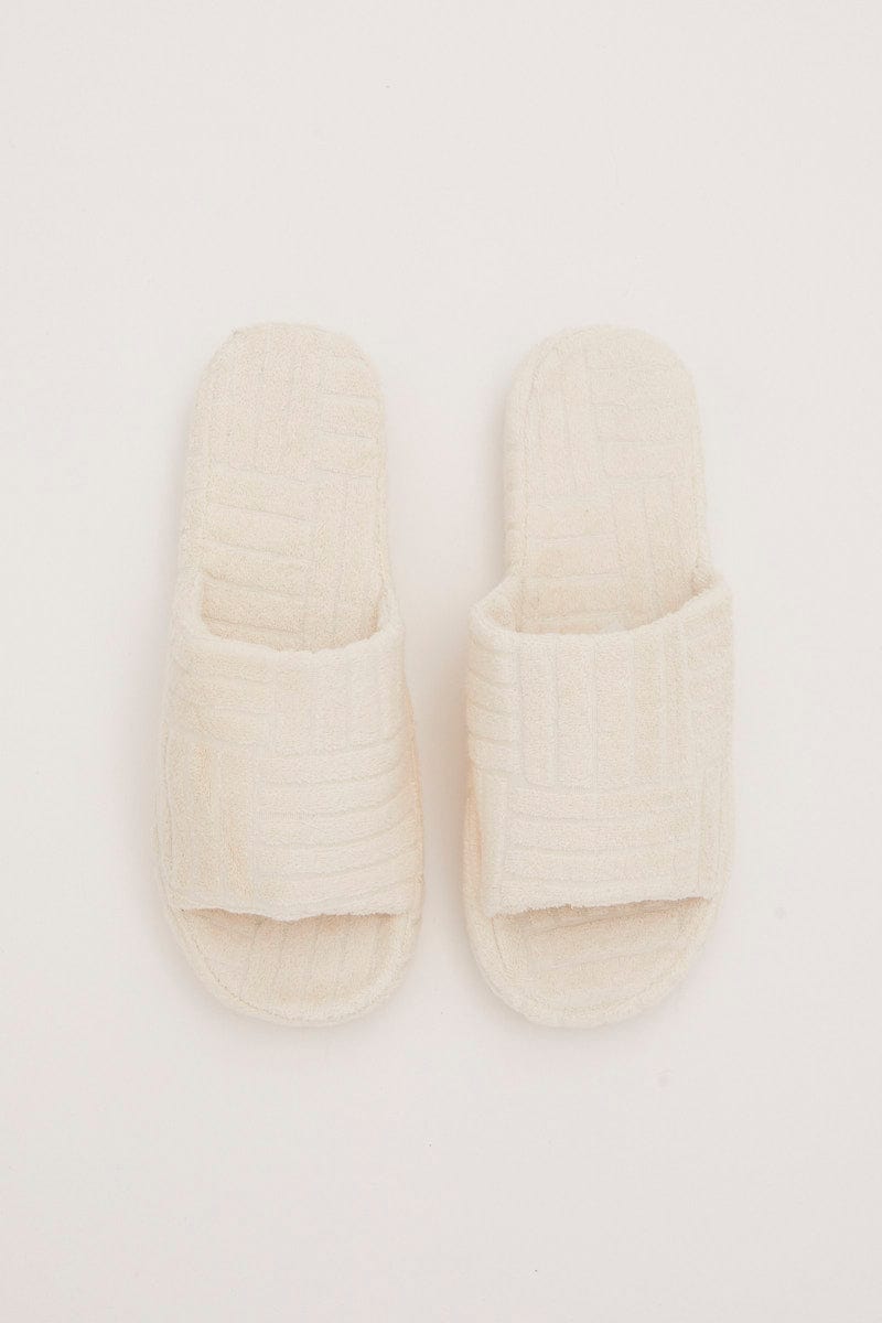 SHOES White Corduroy Detail Slippers for Women by Ally