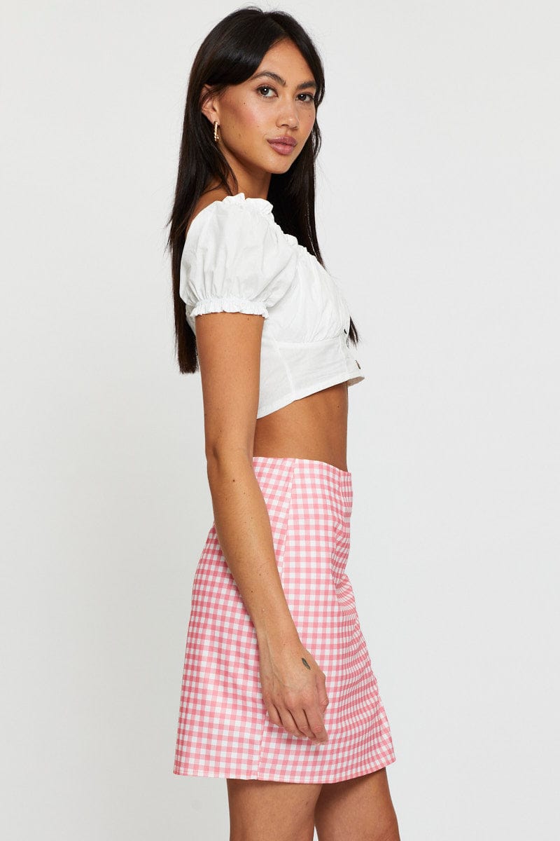 SHORT A LINE Check GinghamÂ High Waist Front Slit Mini Skirt for Women by Ally