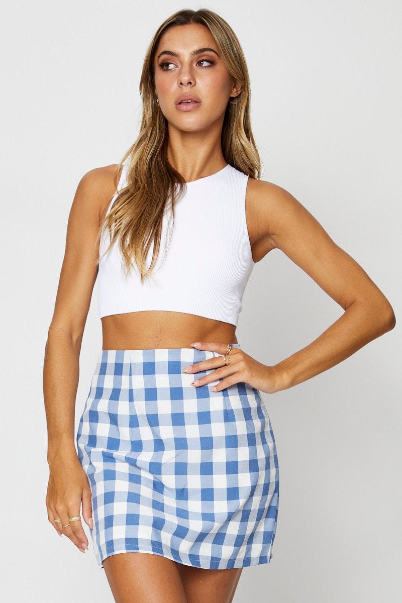 SHORT A LINE Check Mini Skirt High Rise for Women by Ally