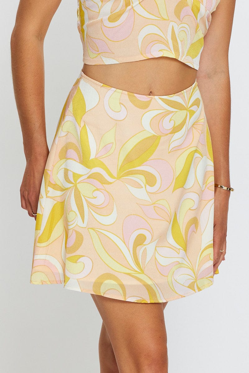 SHORT A LINE Geo Print Mini Skirt Polyester for Women by Ally