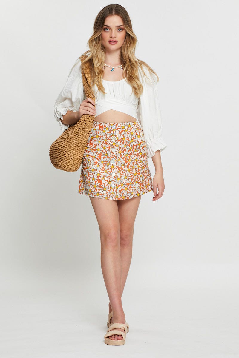 SHORT A LINE Print A Line Skirt for Women by Ally