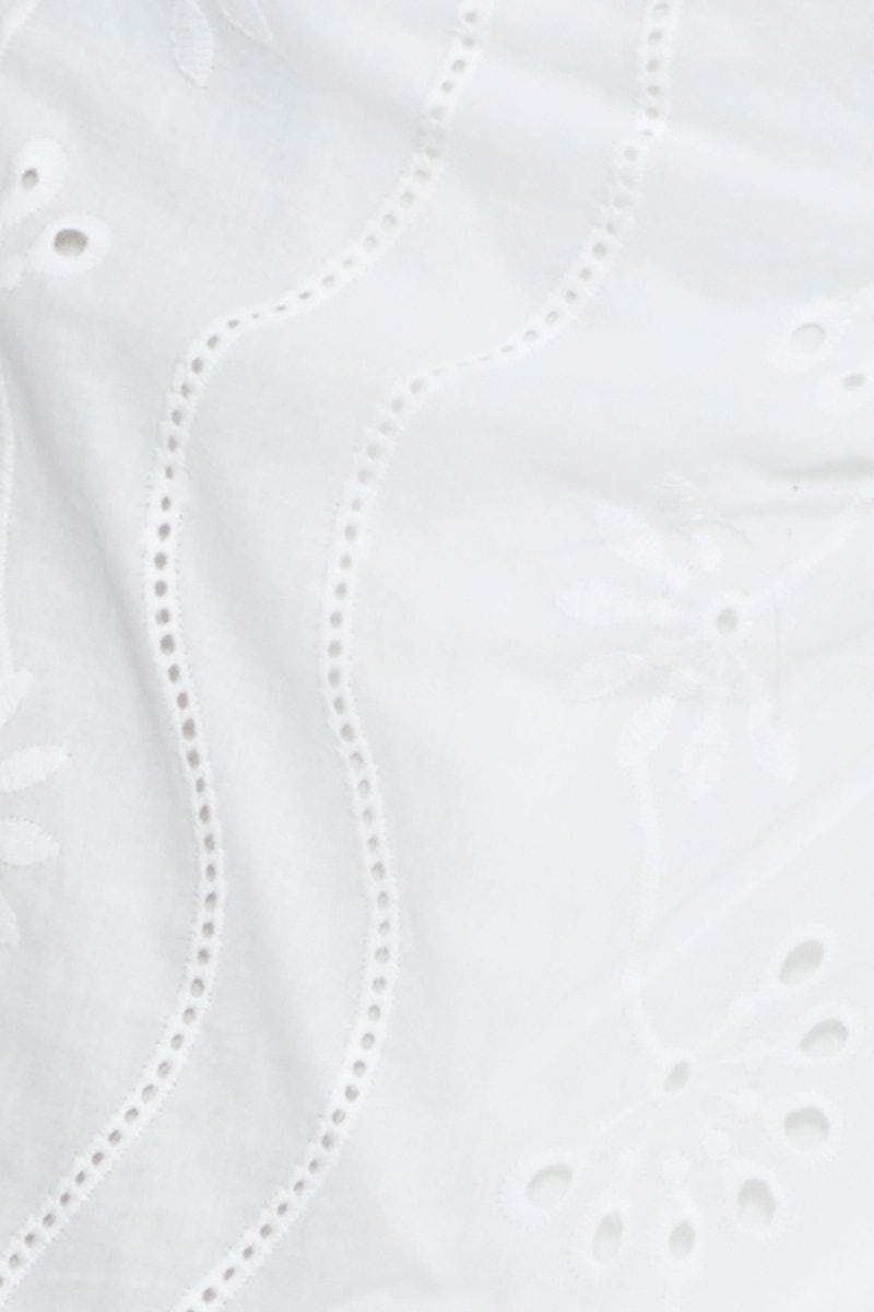 SHORT ASYMMETRIC White Wrap Skirt Mini High Rise Eyelet Fabric for Women by Ally