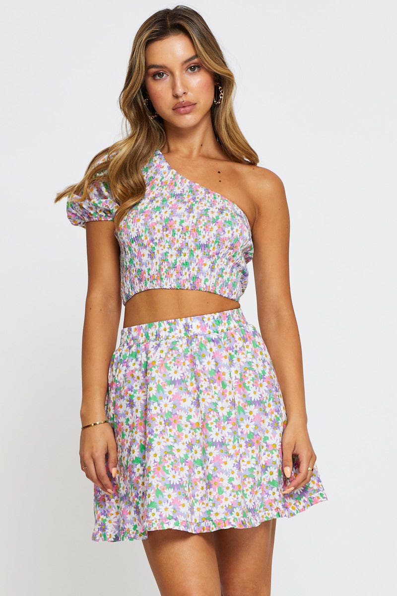 SHORT MW SKATER Print Skater Mini Skirt for Women by Ally