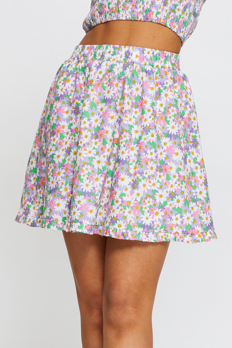 SHORT MW SKATER Print Skater Mini Skirt for Women by Ally