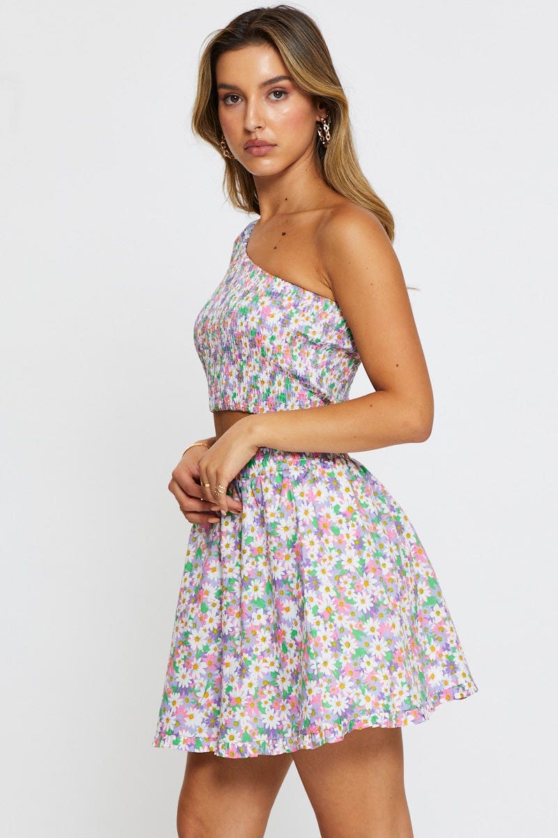 SHORT MW SKATER Print Skater Mini Skirt for Women by Ally