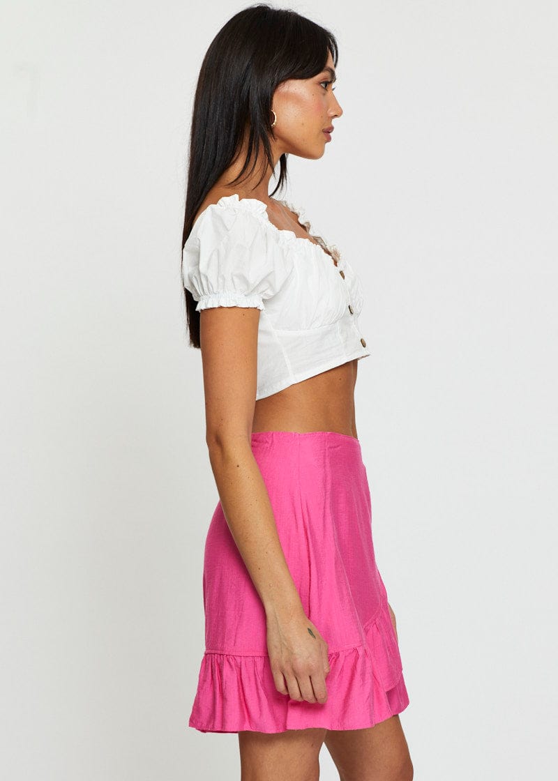 SHORT SKATER Black Pink Wrap Skirt Mini High Rise for Women by Ally