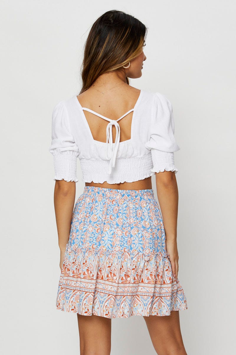 SHORT SKATER Boho Print Flare Skirt Mini High Rise for Women by Ally
