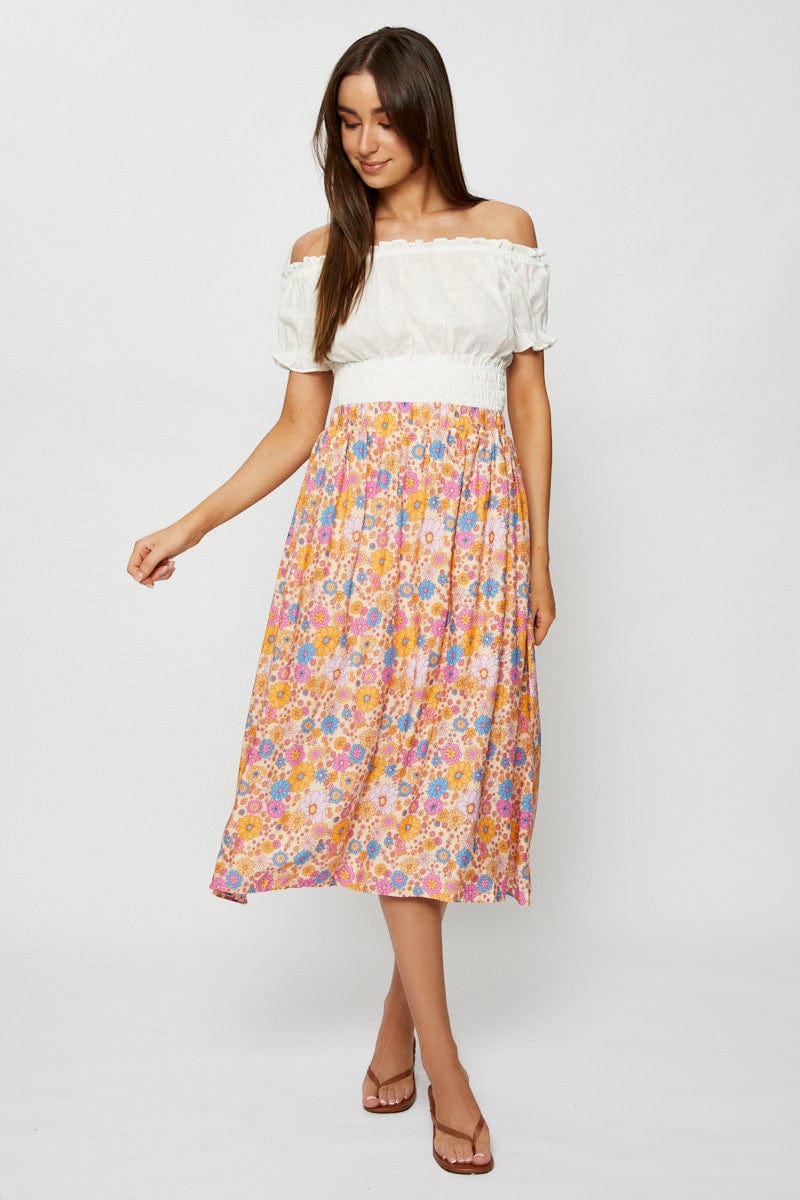 SHORT SKATER Boho Print Maxi Skirt Relaxed for Women by Ally