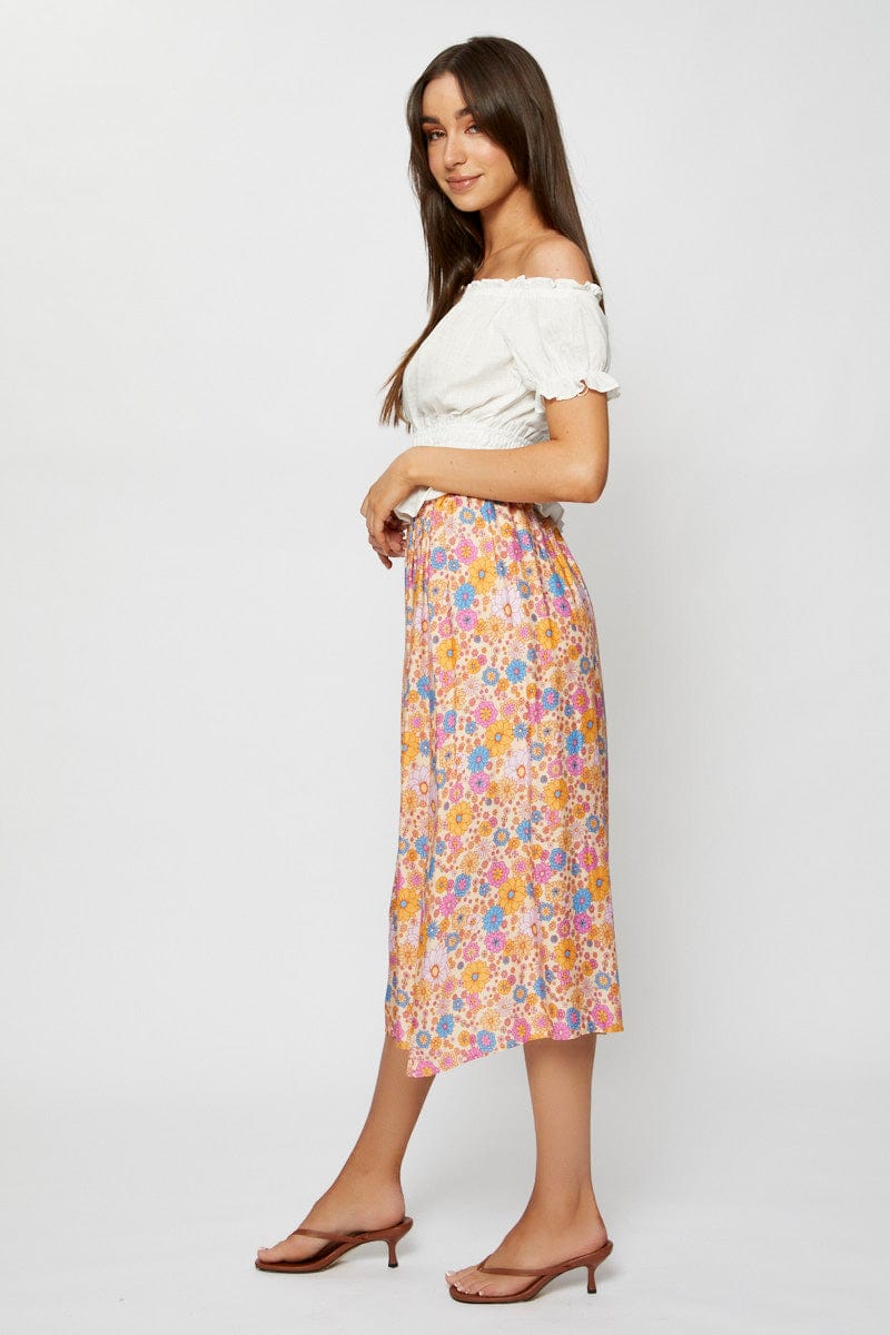 Floral print shorts with maxi skirt detail hotsell