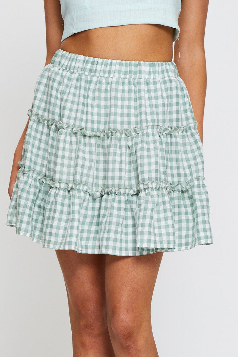 SHORT SKATER Check Flare Skirt Mini High Rise for Women by Ally