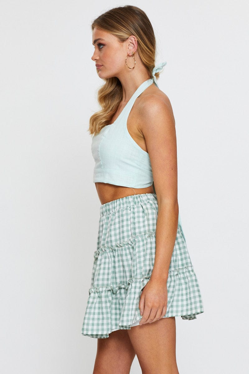 SHORT SKATER Check Flare Skirt Mini High Rise for Women by Ally