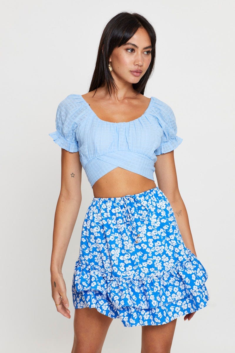 SHORT SKATER Floral Print Flare Skirt Mini High Rise for Women by Ally