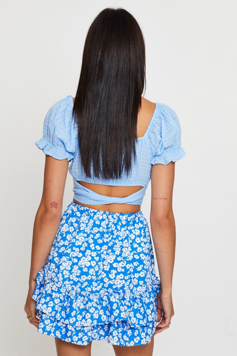 SHORT SKATER Floral Print Flare Skirt Mini High Rise for Women by Ally