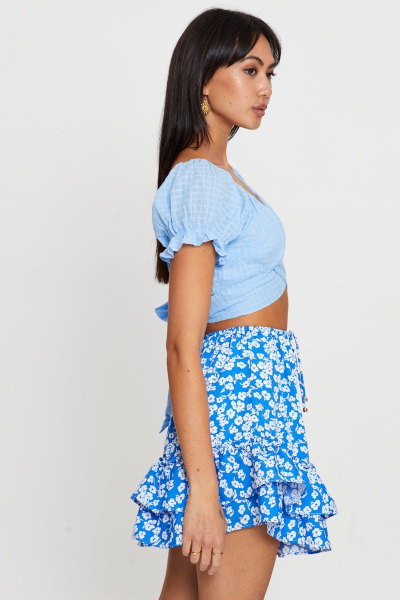 SHORT SKATER Floral Print Flare Skirt Mini High Rise for Women by Ally