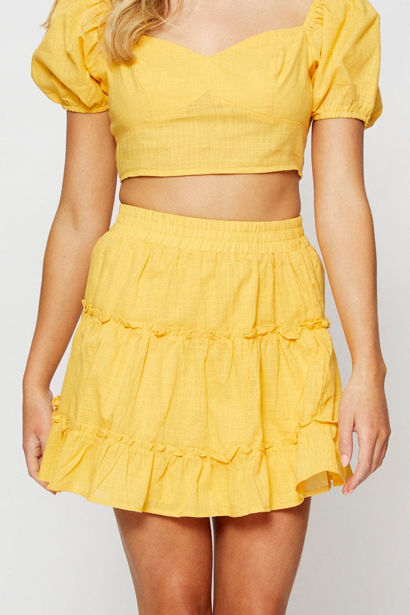 SHORT SKATER Orange Frill Short Skater Skirt for Women by Ally