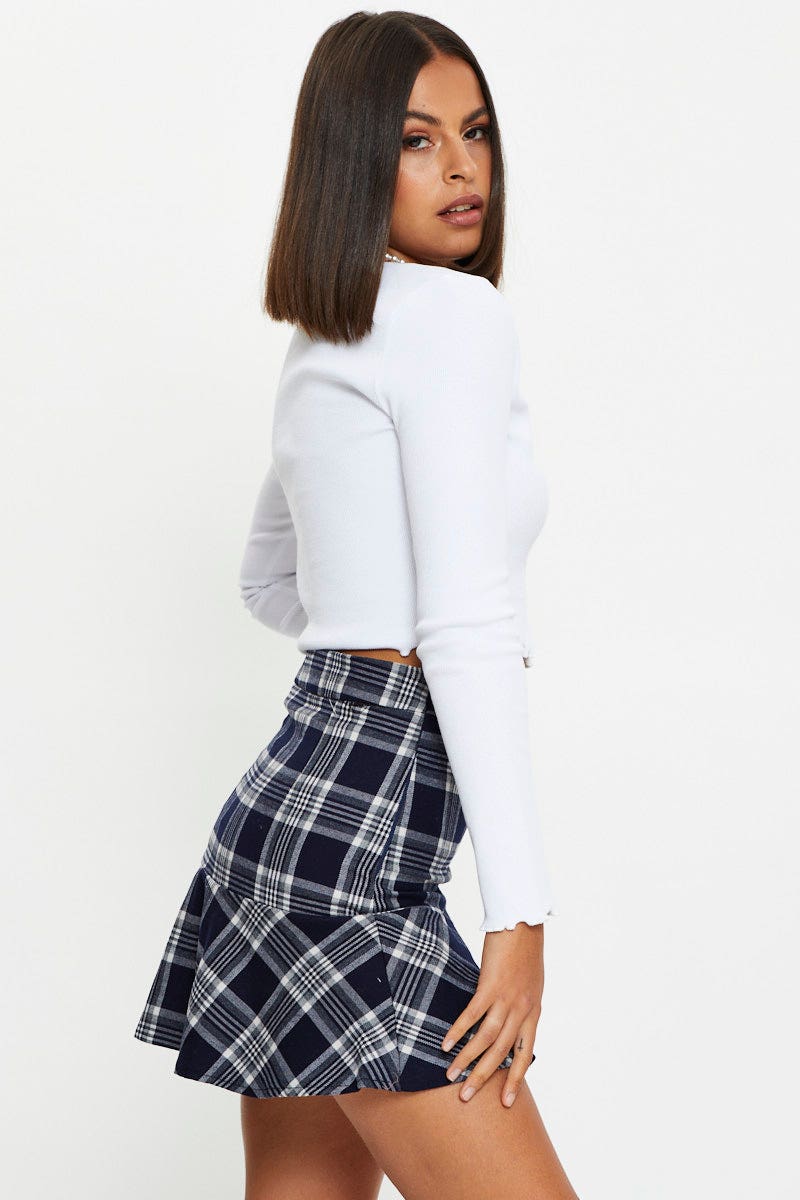SHORT WRAP Check Wrap Skirt Mini for Women by Ally