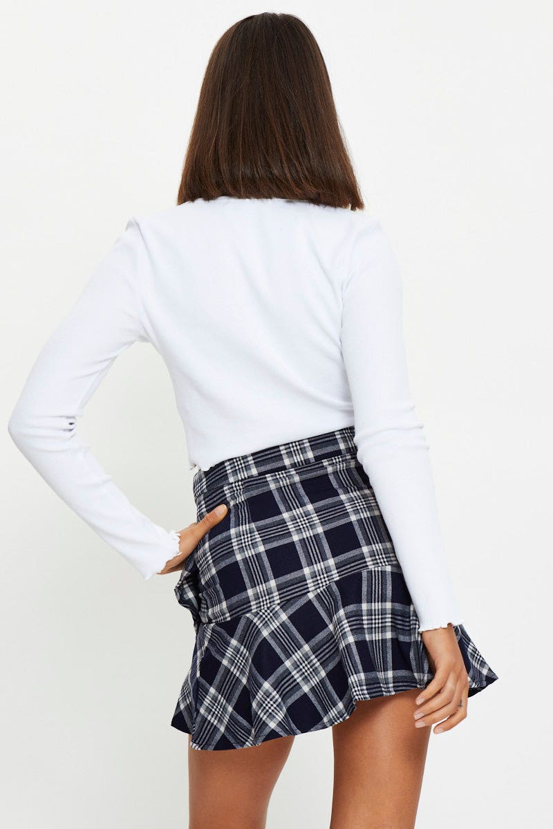Women's Check Wrap Skirt Mini Ally Fashion - Main Image