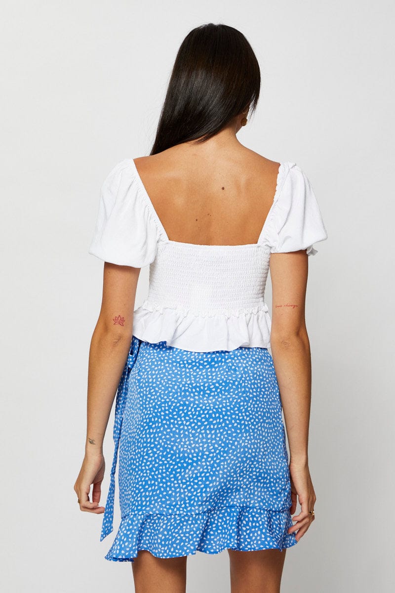 SHORT WRAP Geo Print Wrap Skirt Mini for Women by Ally