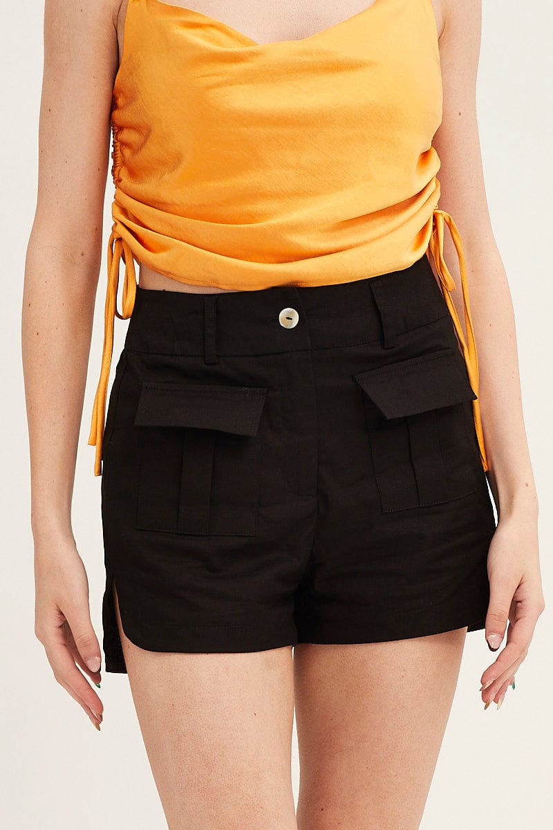 SHORTS Black Cargo Shorts for Women by Ally