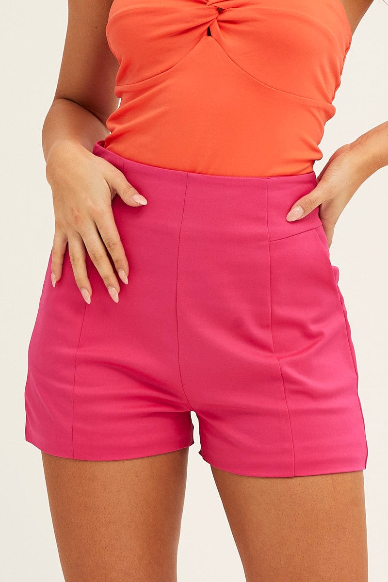SHORTS Pink Cotton Short Sateen for Women by Ally
