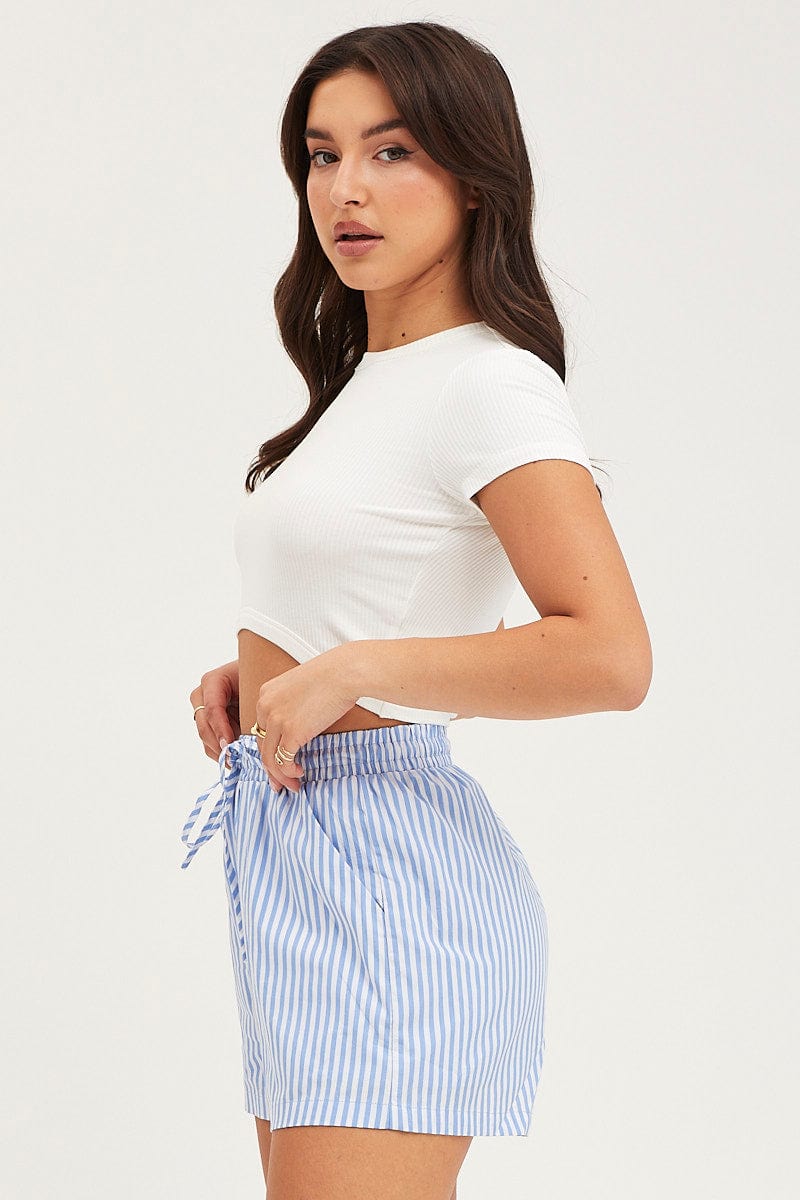 SHORTS Stripe Mini Shorts High Rise for Women by Ally