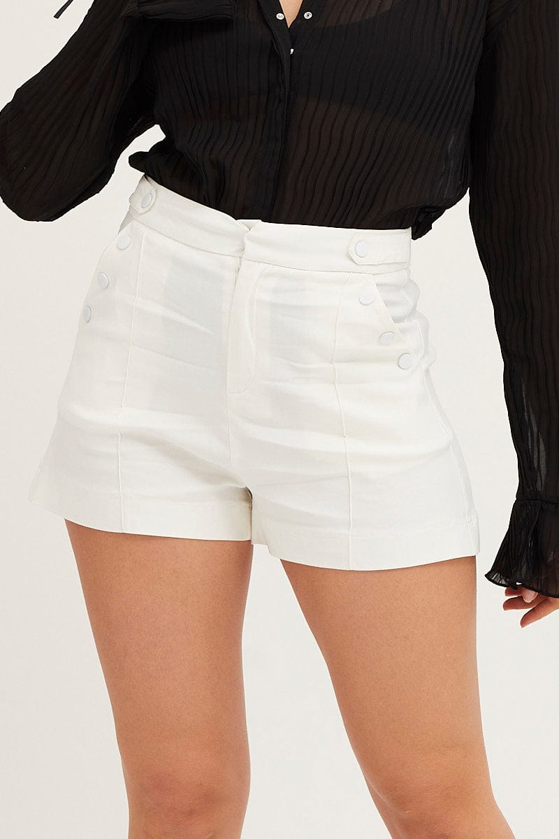 SHORTS White Mini Shorts High Rise for Women by Ally