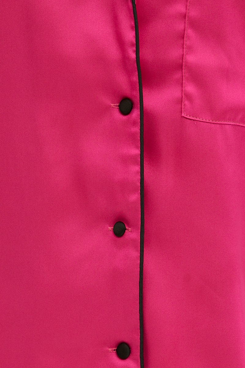 SHRT SLV RGL SET Pink Satin Pajamas Set Short Sleeve for Women by Ally