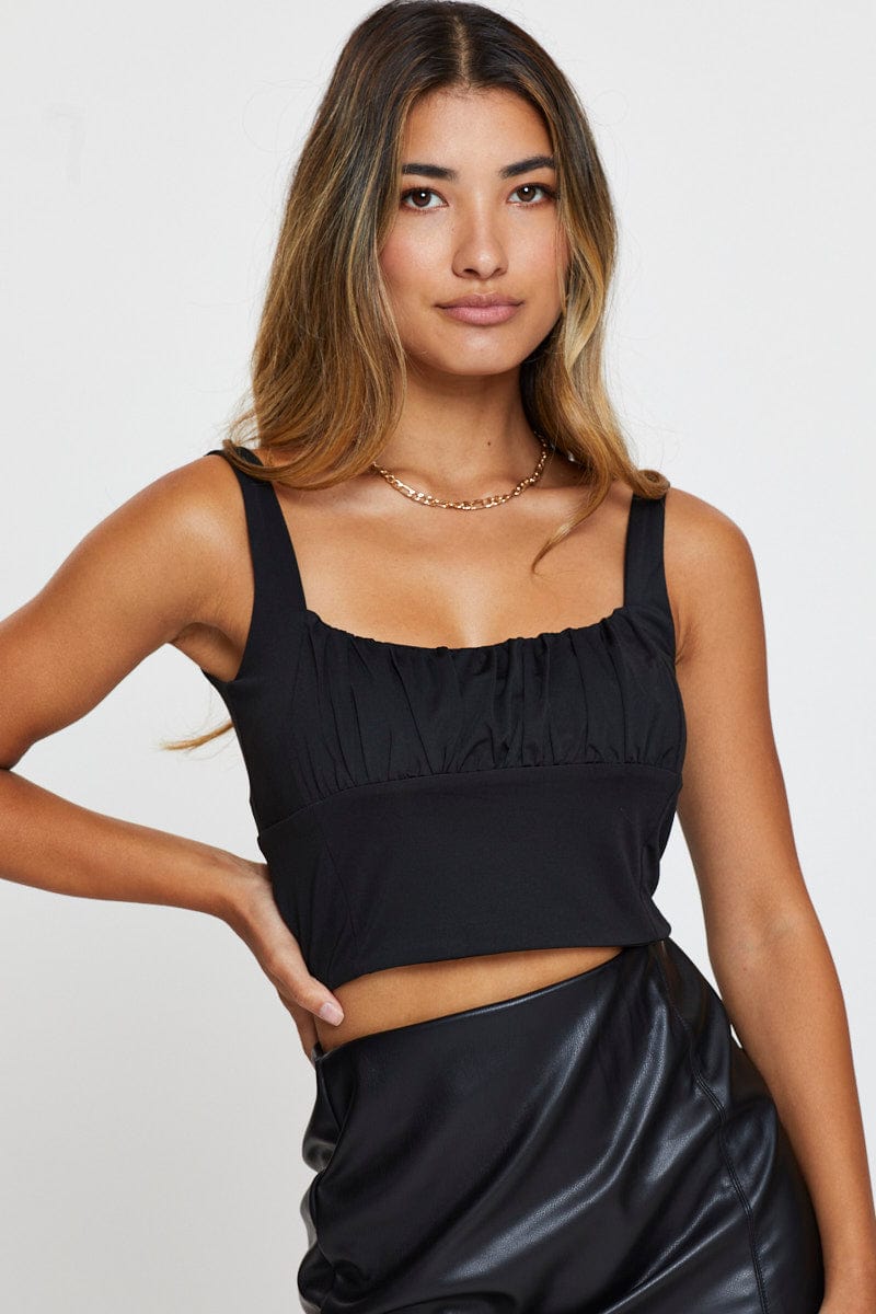 SINGLET Black Crop Top for Women by Ally