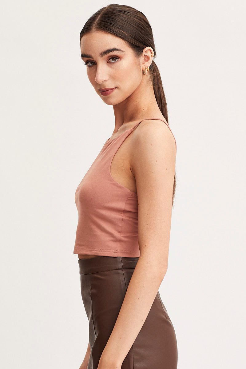 SINGLET Brown Singlet Top Sleeveless for Women by Ally