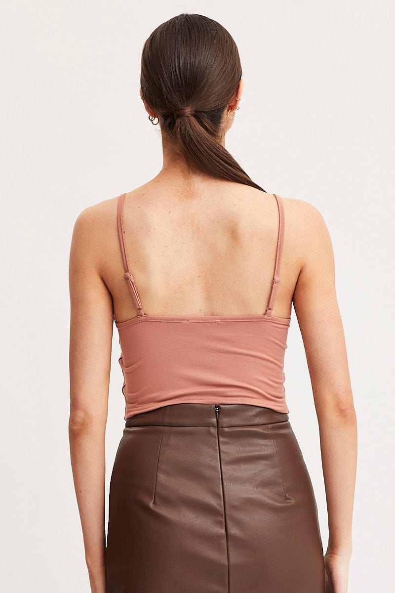 SINGLET Brown Singlet Top Sleeveless for Women by Ally